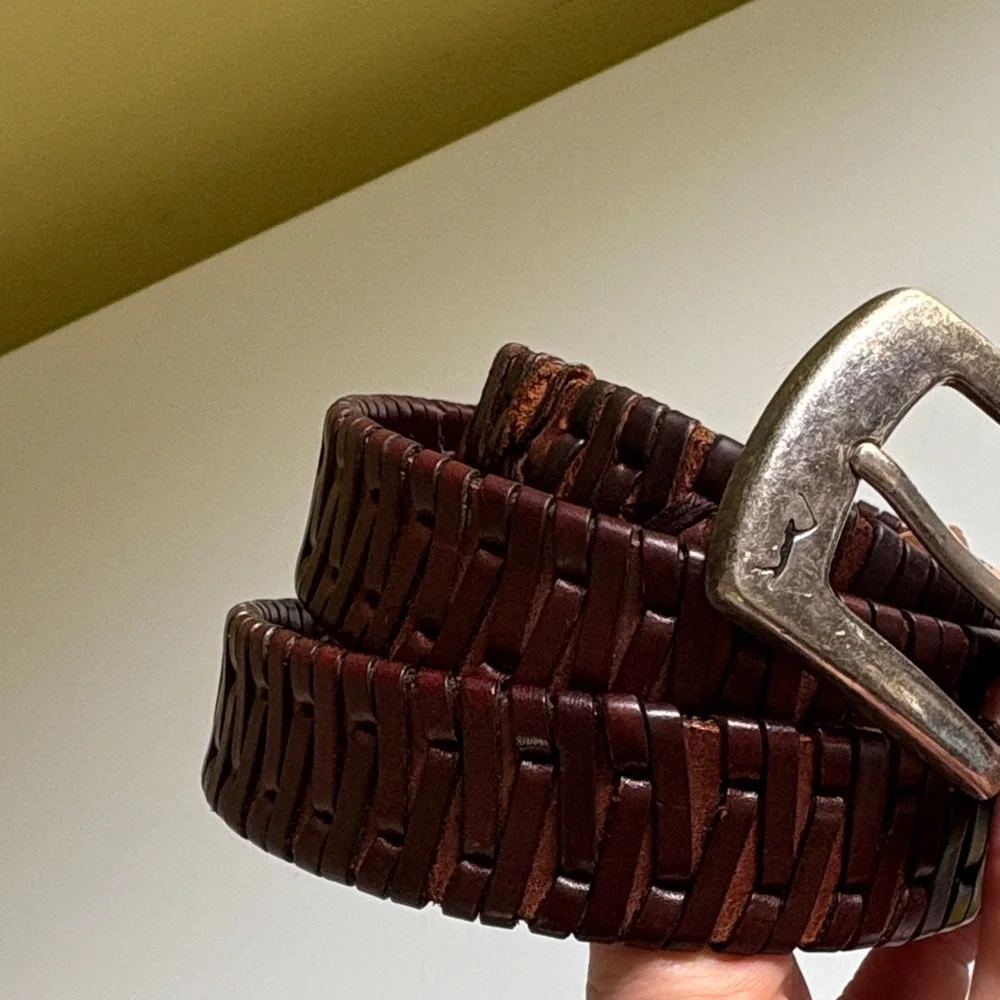 Dark Brown Leather Woven Golf Belt Size 40